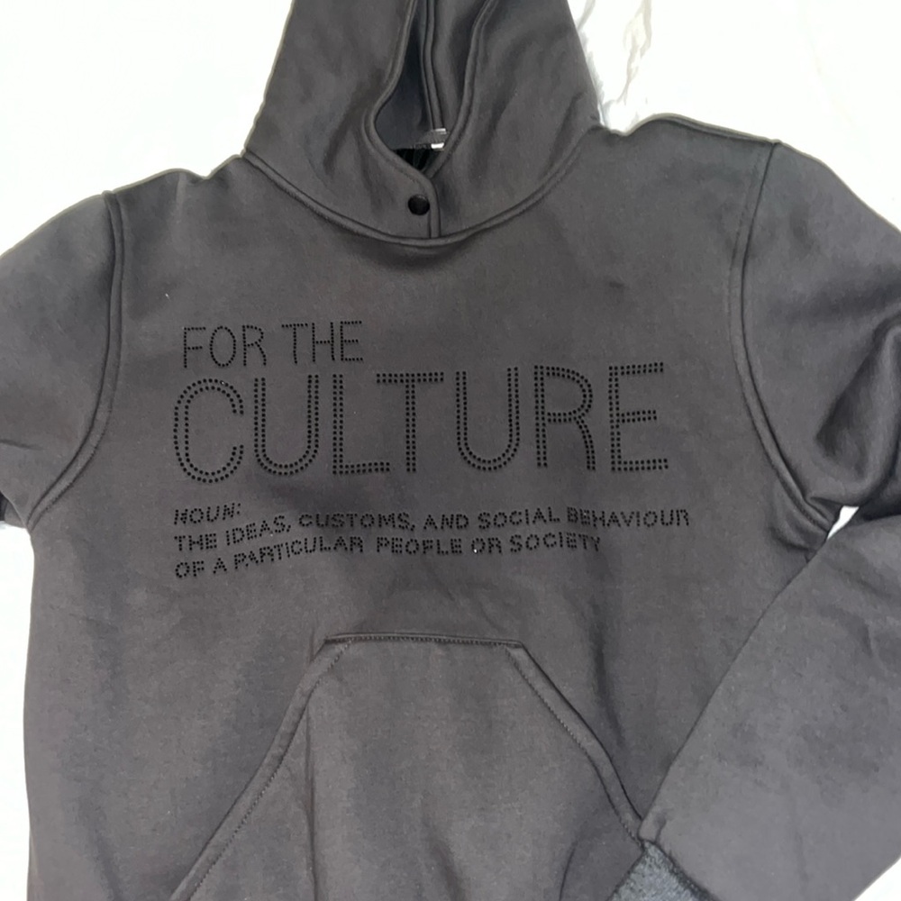 “For the culture” bedazzled sweatshirt never worn dark grey